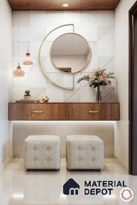A bathroom with a large tub in the middle of it and wooden flooring next to a white tiled walls and white bathtub in a wooden table next to a window with a window above it that leads to